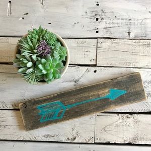 Turquoise Arrow Reclaimed Wood Sign